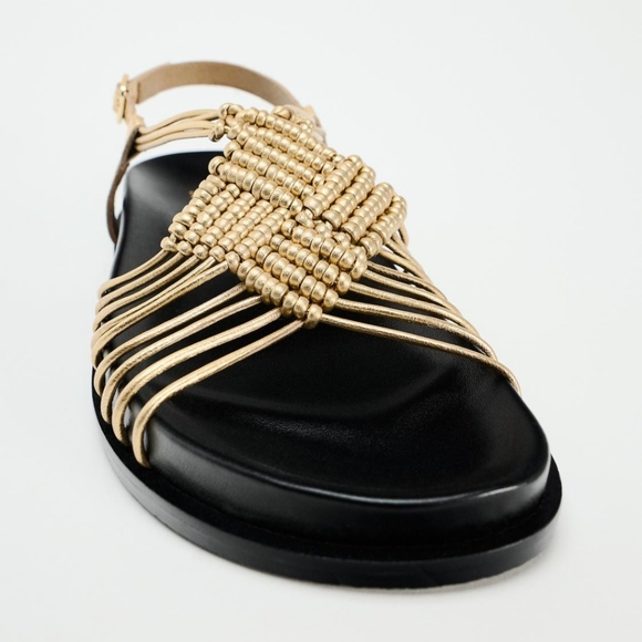 ZARA METALLIC LEATHER SANDALS - Picture 3 of 7